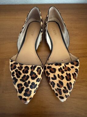 J. Crew Leopard-Print Pointed Toe D'Orsay Flats - Tan & Black